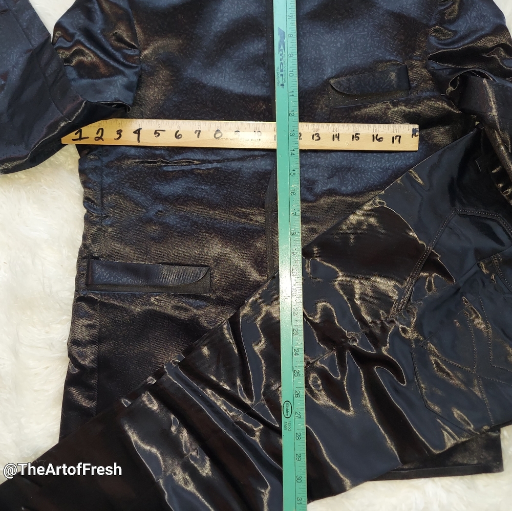 Mens 2pc Modern Fit Suit Shiny Wet  Black (Unisex) - Picture 10 of 14